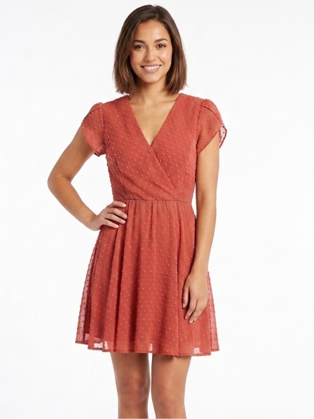 Altar'd State Rose Swiss Dot Vneck Dress Size Small NWT
